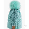 Warm Fleece Lining Knitted Soft Cuff with Pom